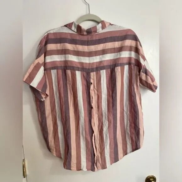 Madewell Courier Button-Back Shirt in Munson Stripe Size Medium - Picture 4 of 10